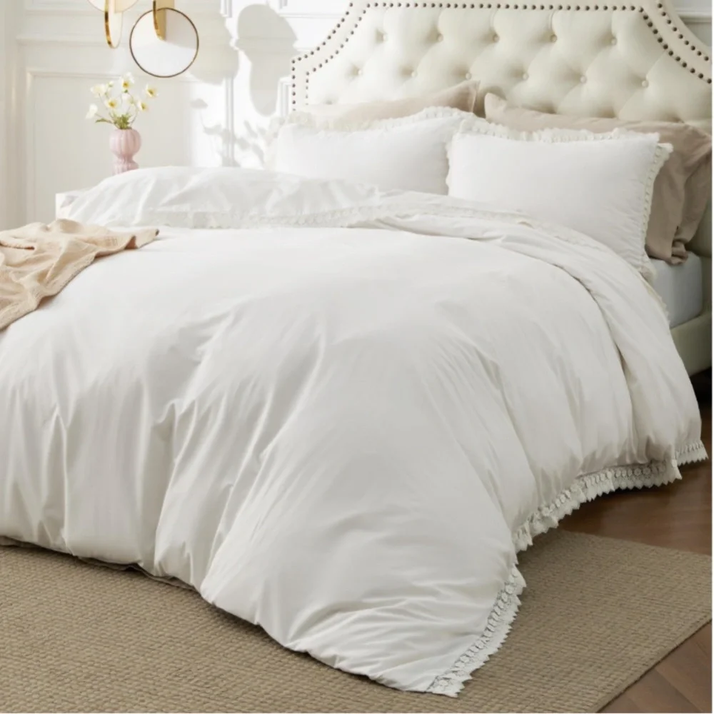 Elegant White Boho Bedding Set